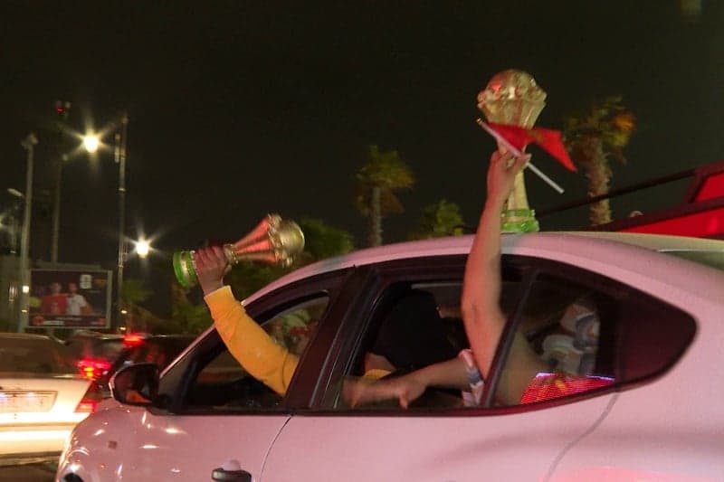 The eyes celebrate the victory of the Moroccan national team.