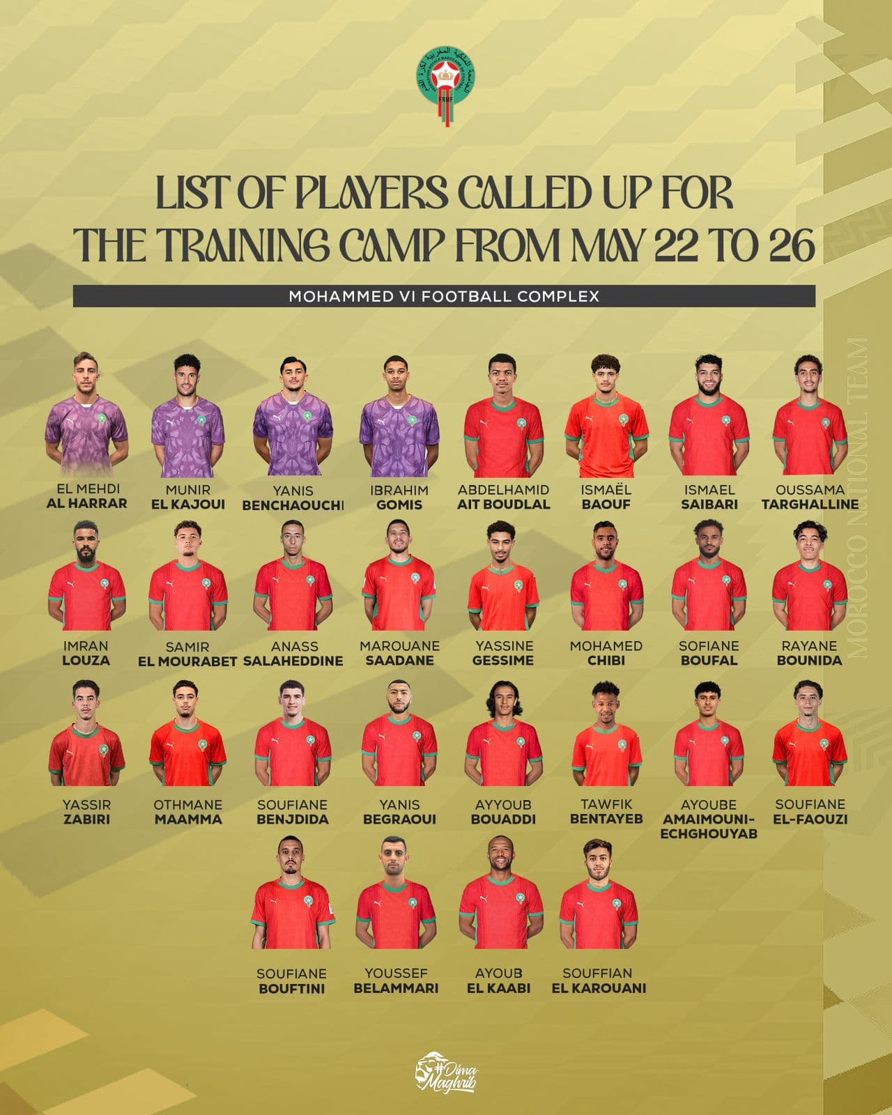 2026 FIFA World Cup.. Wahbi calls up 28 players for a training camp.